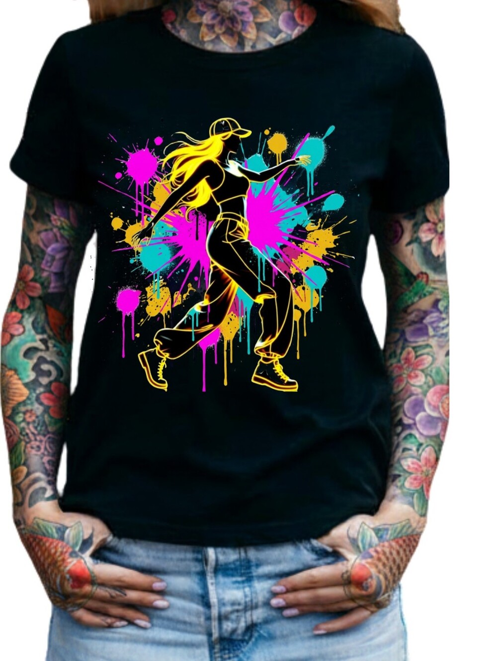 Luxury Neon Streetwear Baddie Graphic Tee - Size L